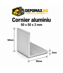 Cornier aluminiu 50 x 50 x 2 mm, 6 metri (EN AW-6060)